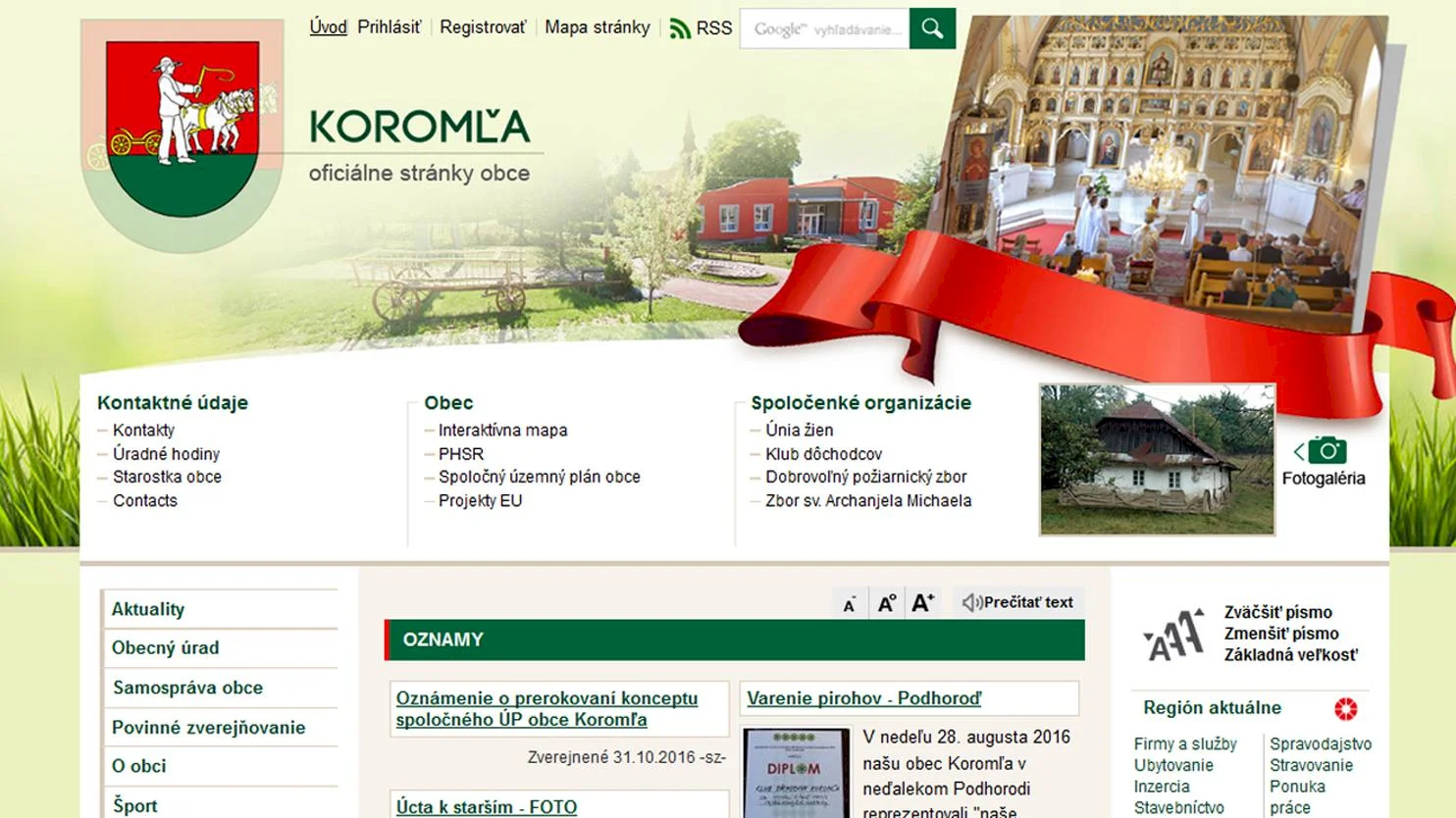 Obec Koromľa na webe aj v mobile