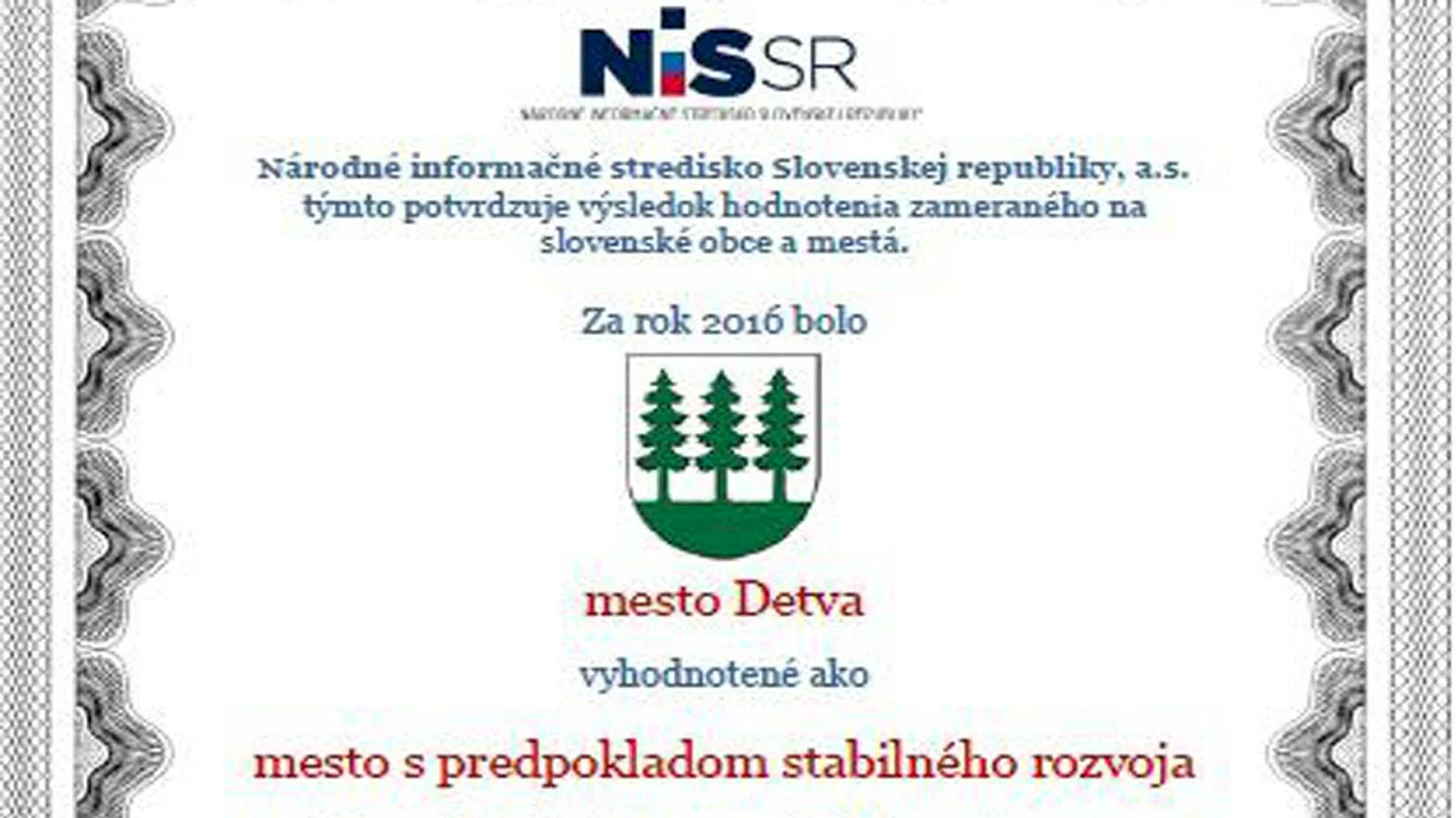 Detva získala pečať mesta s predpokladom stabilného rozvoja