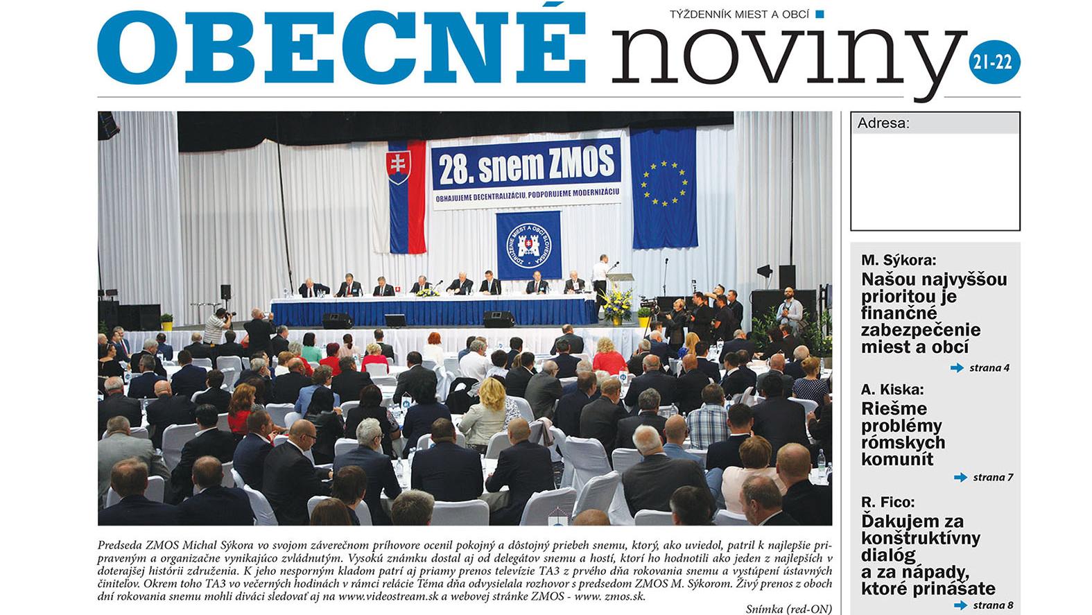 Obecné noviny o 28. sneme ZMOS