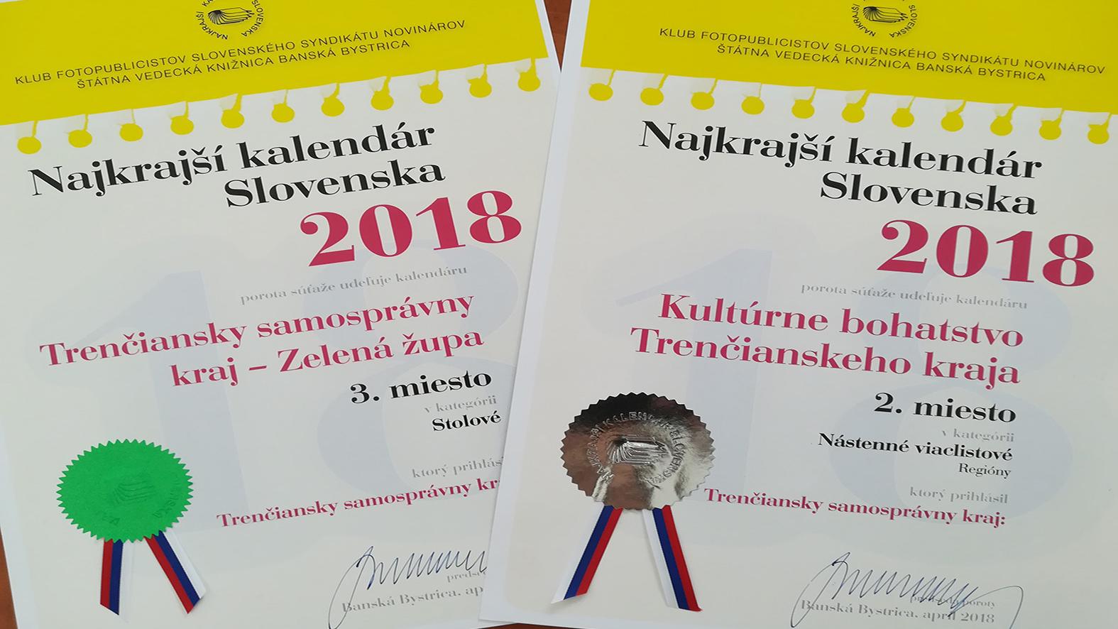 Kalendáre TSK ocenené v súťaži Najkrajší kalendár Slovenska 2018