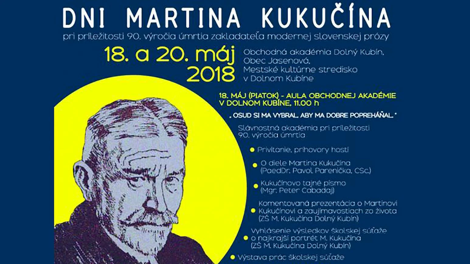 Dvojdňové podujatie na Orave pripomenie život a dielo M. Kukučína