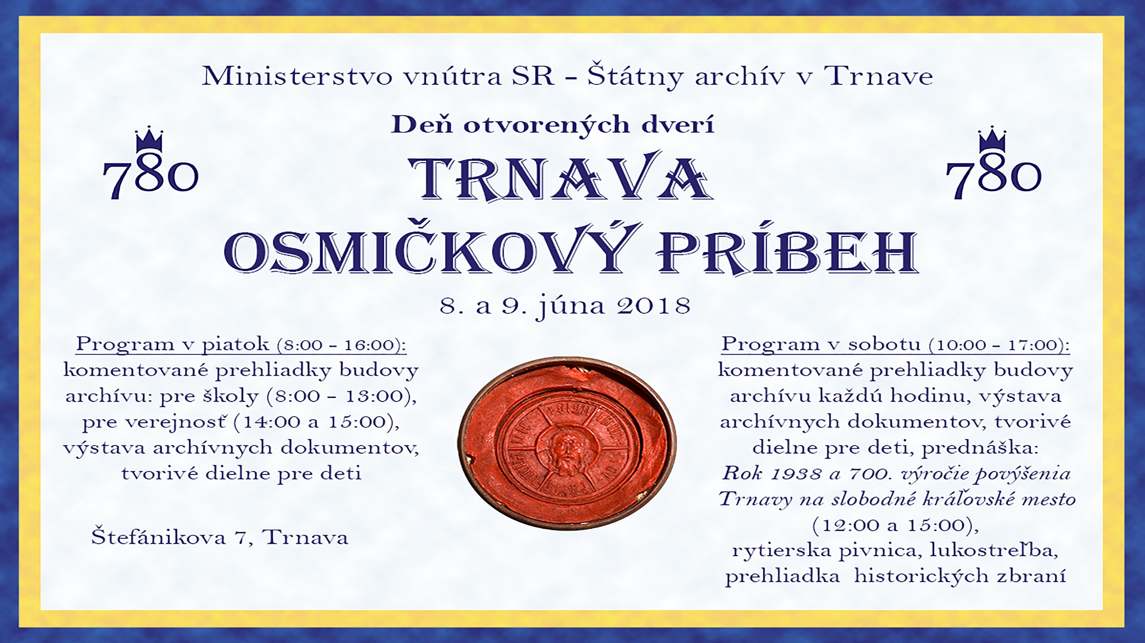 Trnavský archív pozýva všetkých spoznať osmičkový príbeh Trnavy