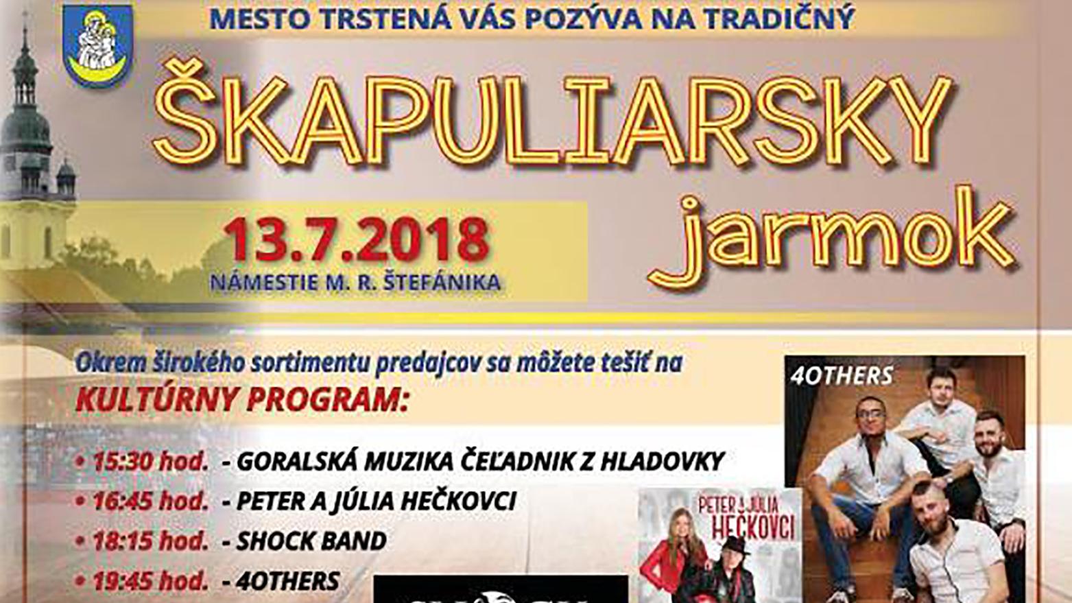 Centrálne námestie v Trstenej ožíva tradičným Škapuliarskym jarmokom