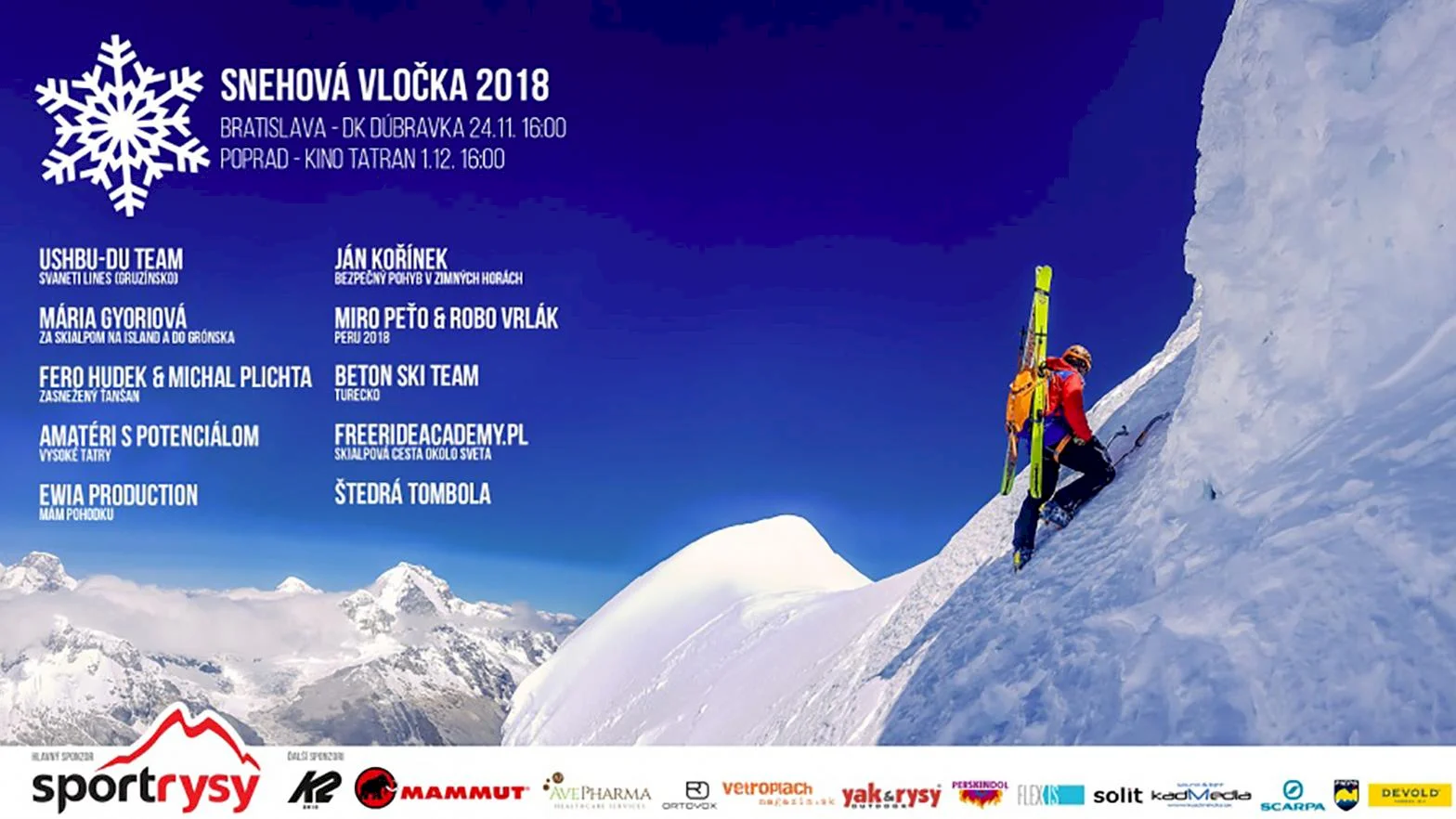 V sobotu sa v DK Dúbravka uskutoční skialpový filmový festival Snehová vločka
