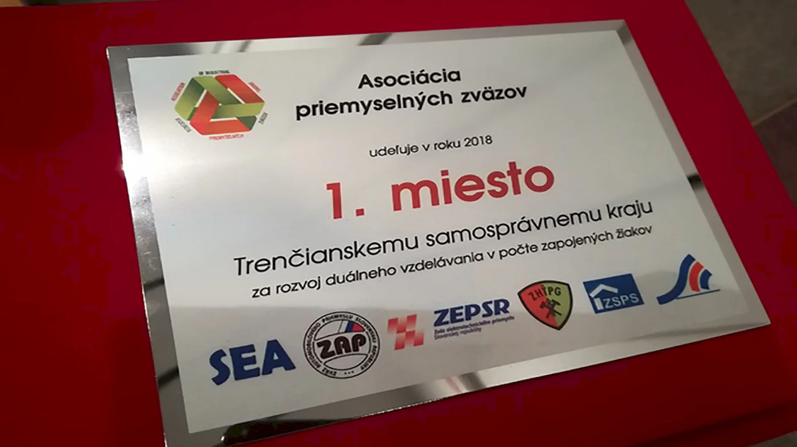 Ocenenie za najvyšší počet študentov zapojených v systéme duálneho vzdelávania