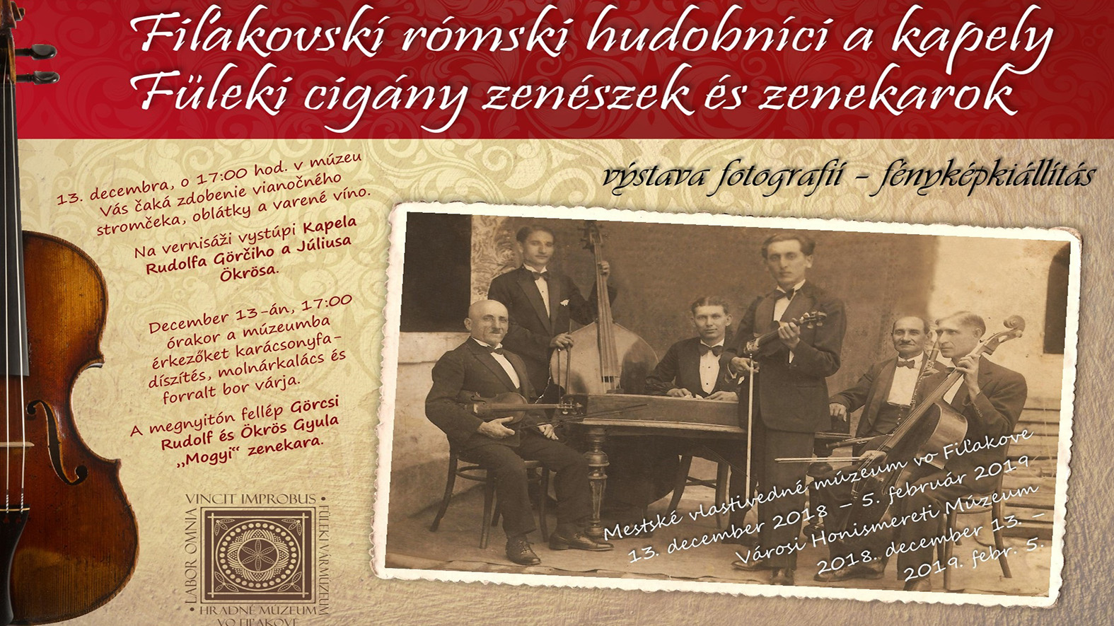 Otvorenie výstavy o niekdajších rómskych hudobníkoch a kapelách vo Fiľakove