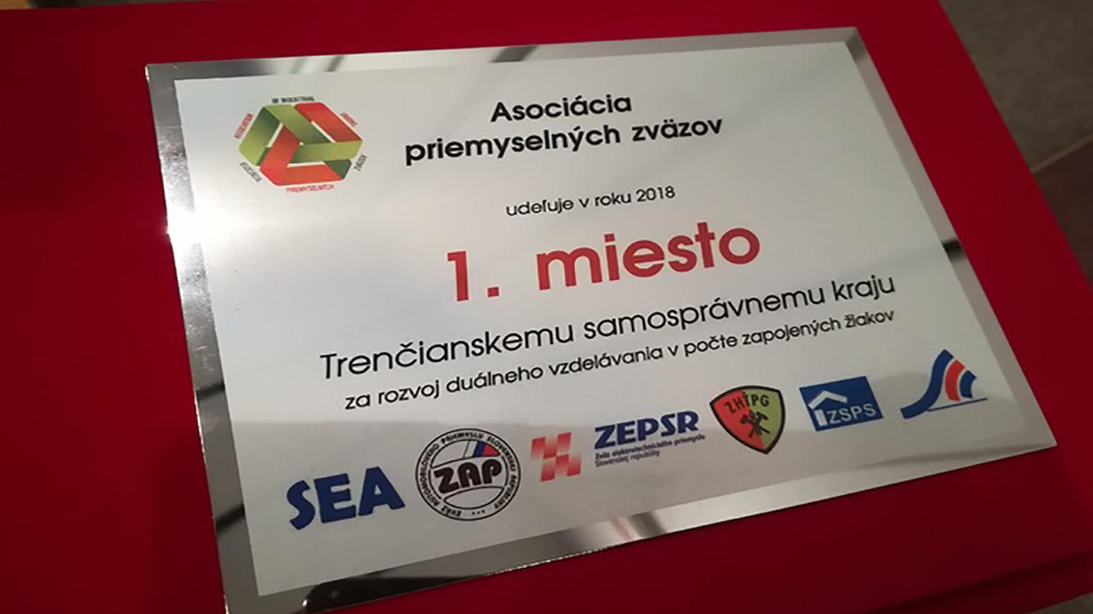TSK ocenený za najviac študentov zapojených v systéme duálneho vzdelávania
