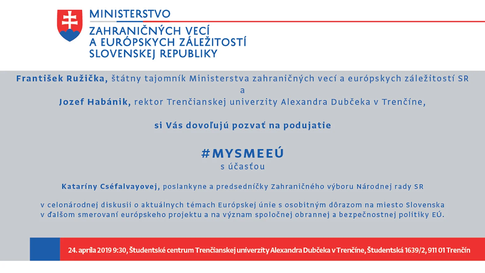Národný konvent o EÚ #MYSMEEU zavíta aj na pôdu Trenčianskej univerzity