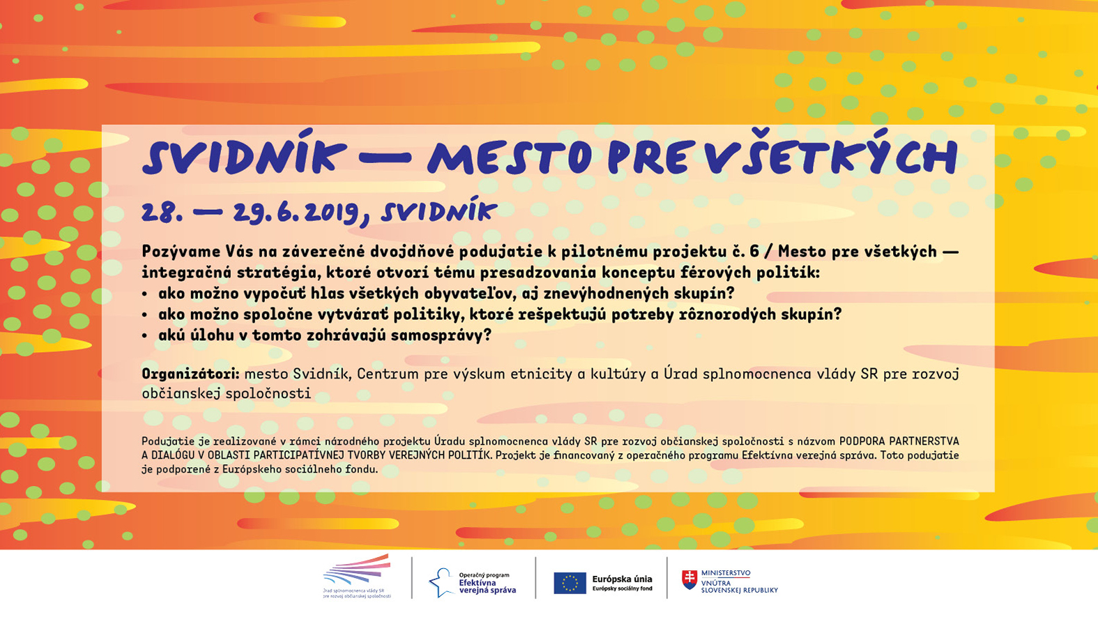Svidník – mesto pre všetkých