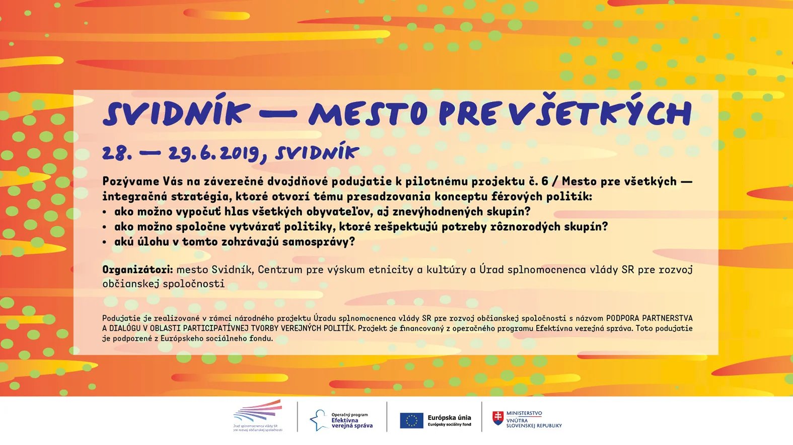 Svidník – mesto pre všetkých