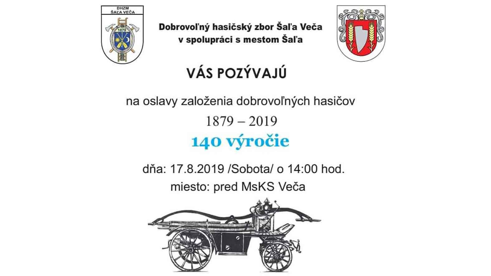 Dobrovoľní hasiči v Šali-Veči oslávia 140. výročie svojej existencie