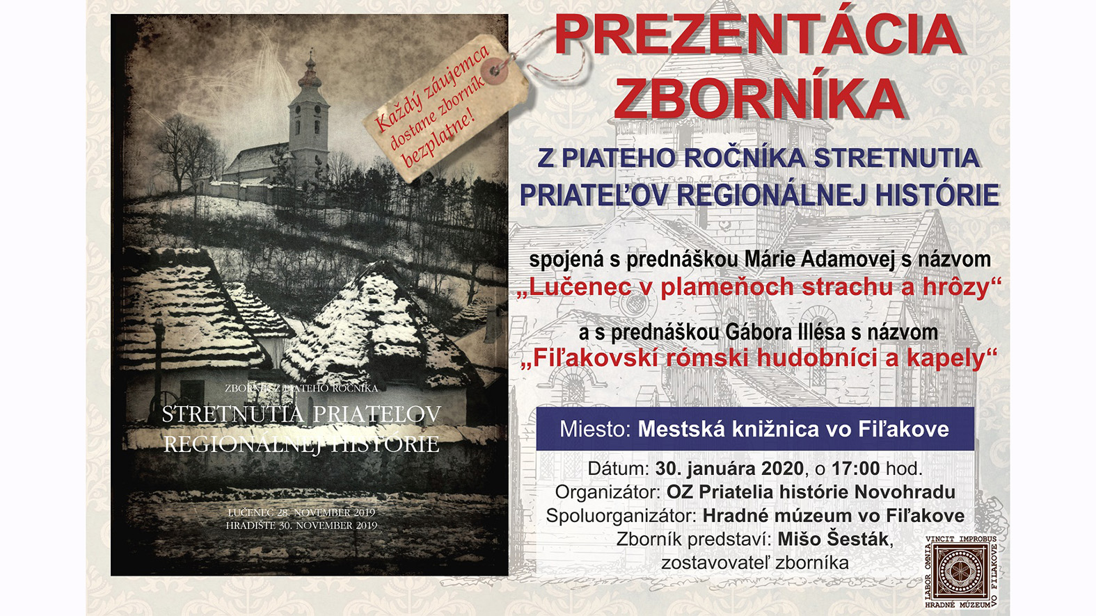 Predstavenie Zborníka z piateho ročníka stretnutia priateľov regionálnej históri