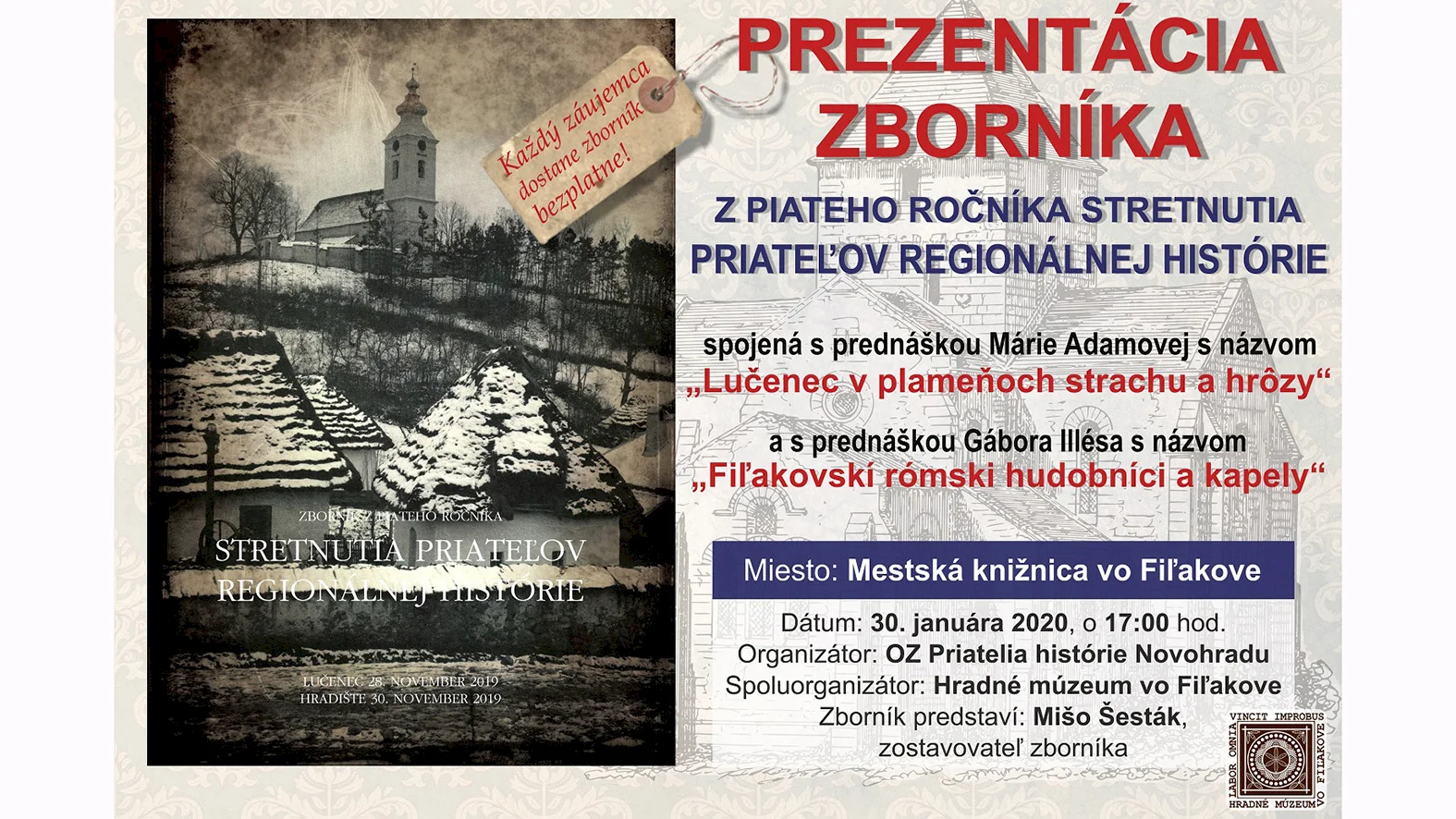 Predstavenie Zborníka z piateho ročníka stretnutia priateľov regionálnej históri