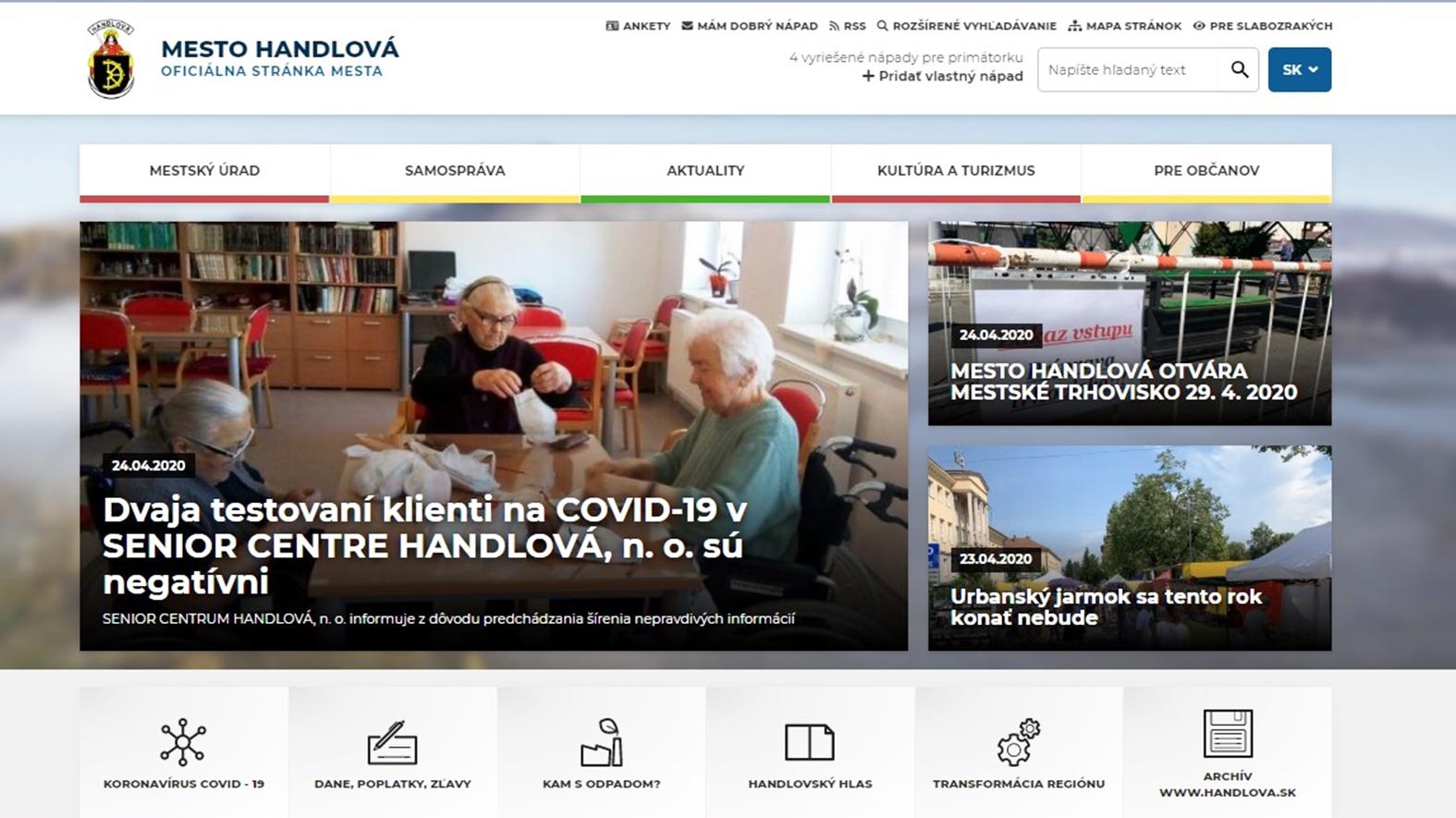 Mesto Handlová zbiera pripomienky k novému webovému sídlu