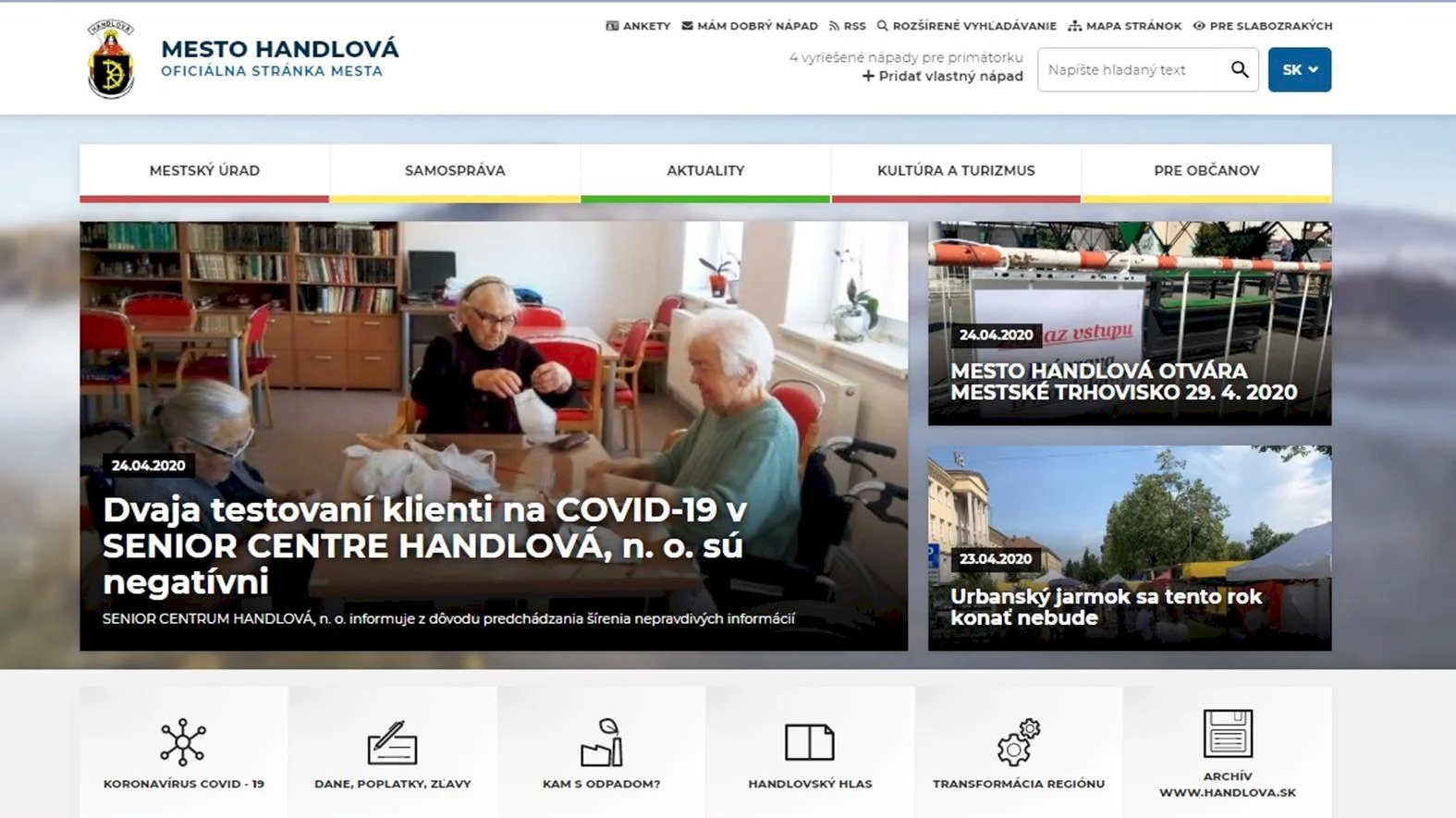 Mesto Handlová zbiera pripomienky k novému webovému sídlu