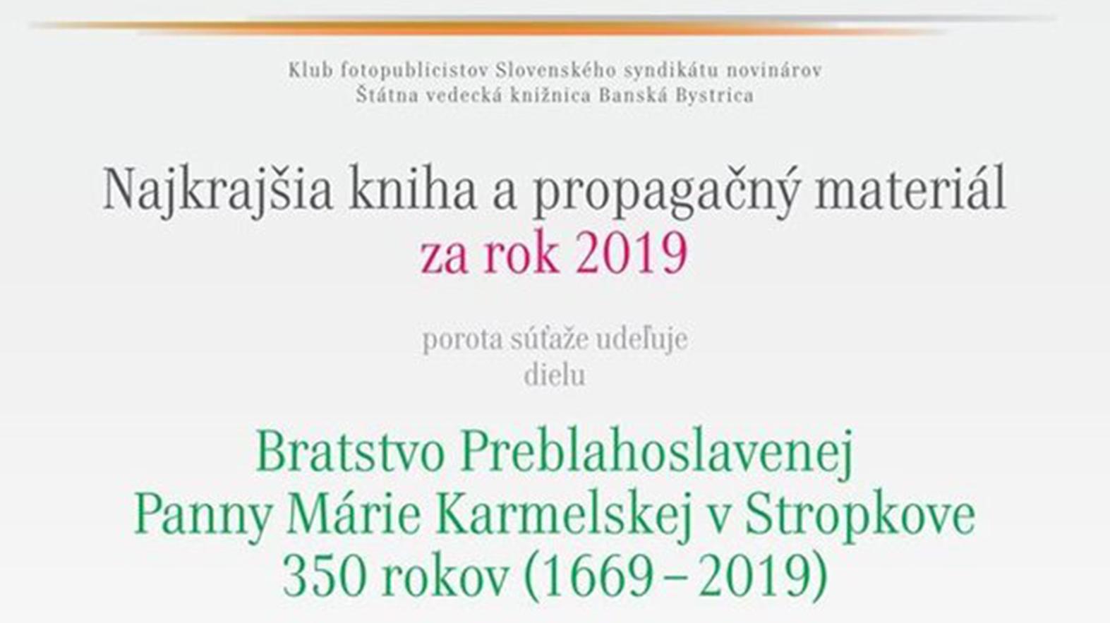 Stropkov má druhú najkrajšiu monografickú knihu o meste za rok 2019