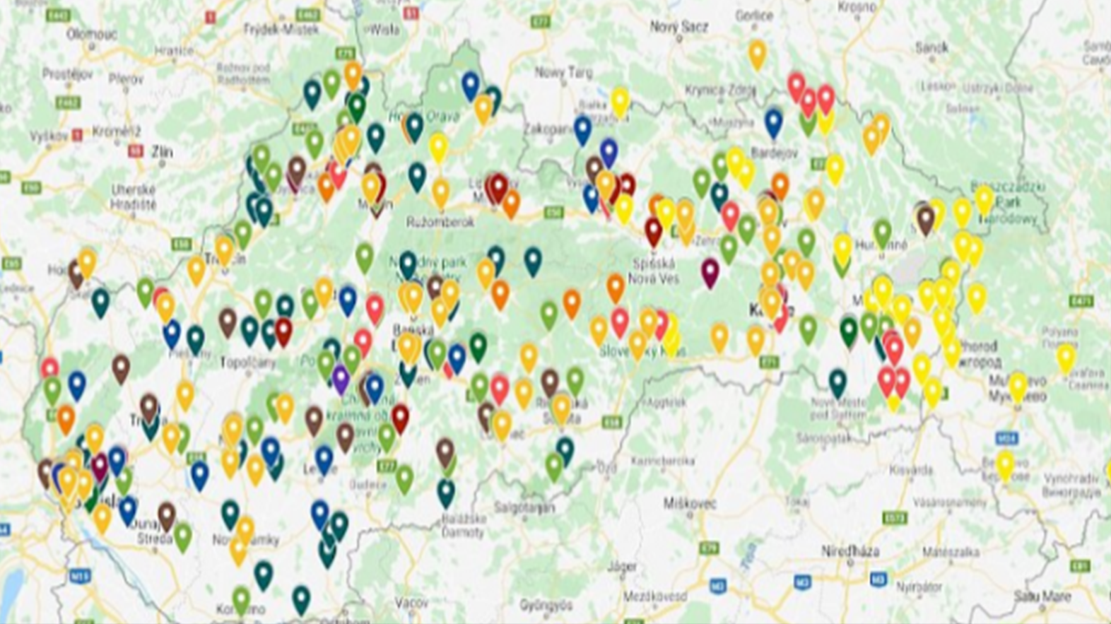 Interaktívna mapa projektov podporených z grantov EHP a Nórska