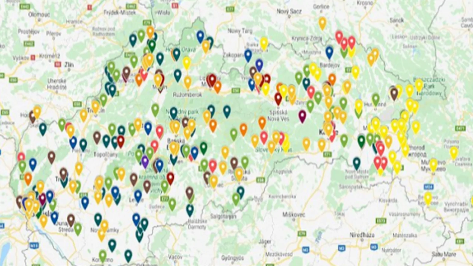 Interaktívna mapa projektov podporených z grantov EHP a Nórska