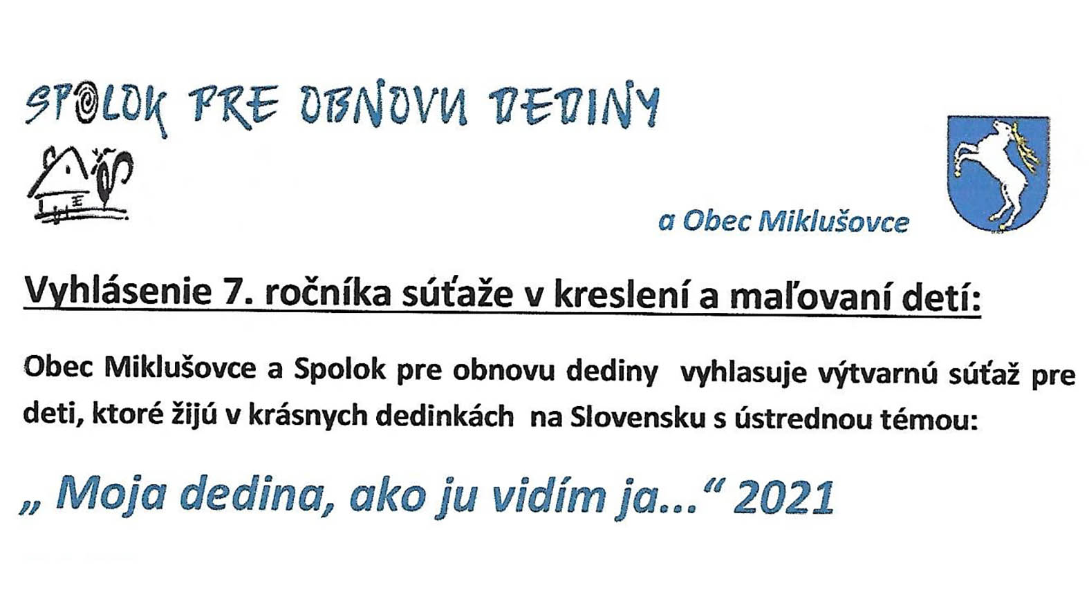 „ Moja dedina, ako ju vidím ja...“ 2021