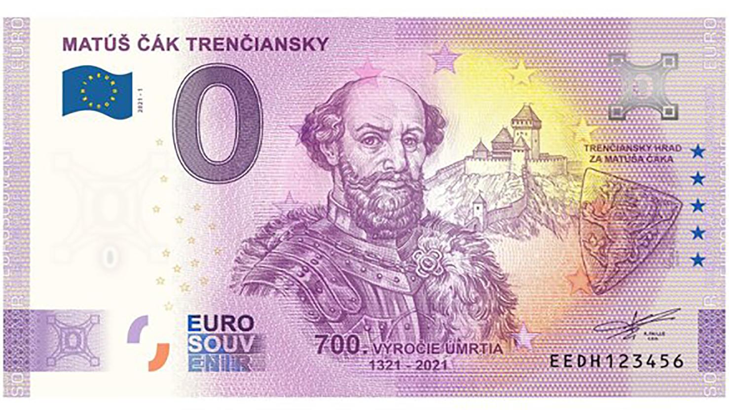 Trenčianske múzeum vydalo suvenírovú eurobankovku s podobizňou Matúša Čáka