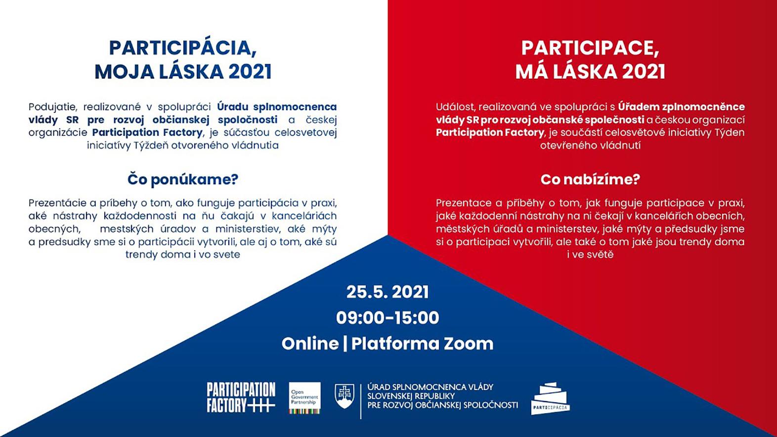 Pozvánka na konferenciu PARTICIPÁCIA, MOJA LÁSKA 2021