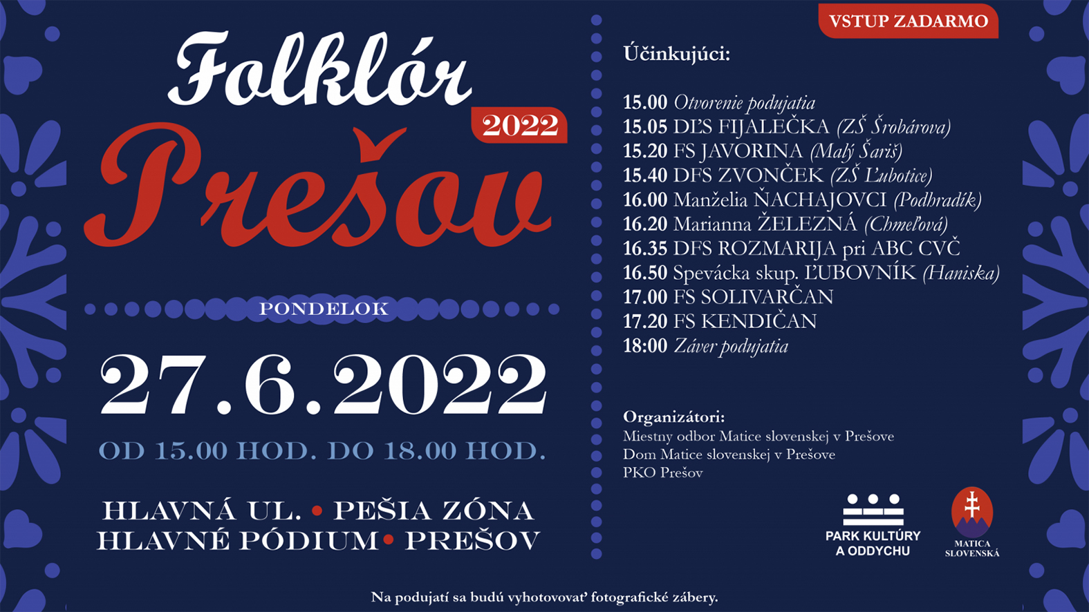Festival Folklór Prešov sa po prestávke vracia na Hlavnú ulicu 