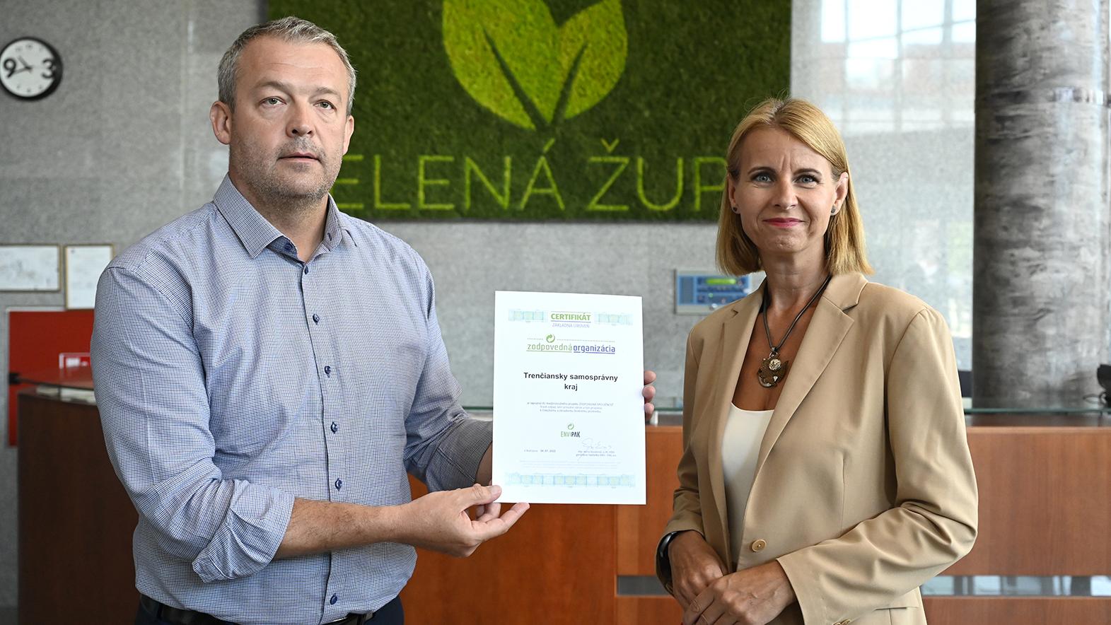 TSK získal za environmentálne aktivity certifikát Zodpovednej organizácie