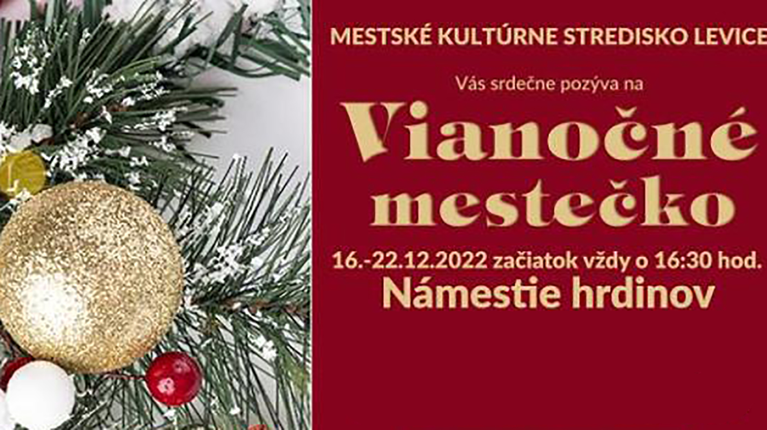 V centre mesta Levice v piatok otvorili Vianočné mestečko