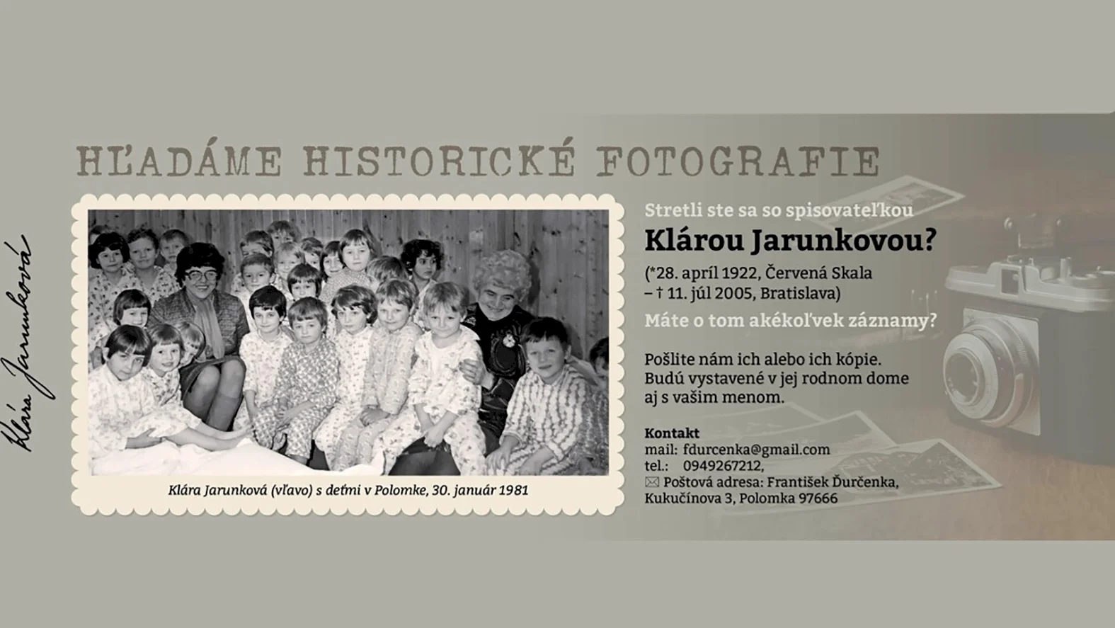 Spomienky na Kláru Jarunkovú - výzva