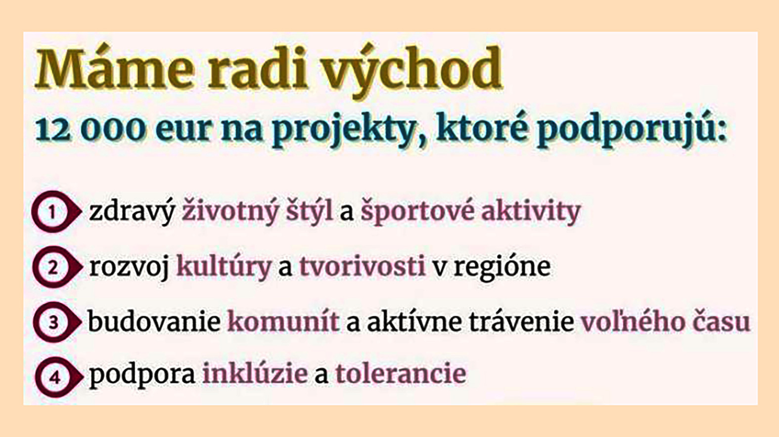 V rámci 14. výzvy fondu Máme radi východ prerozdelia 12-tis. eur