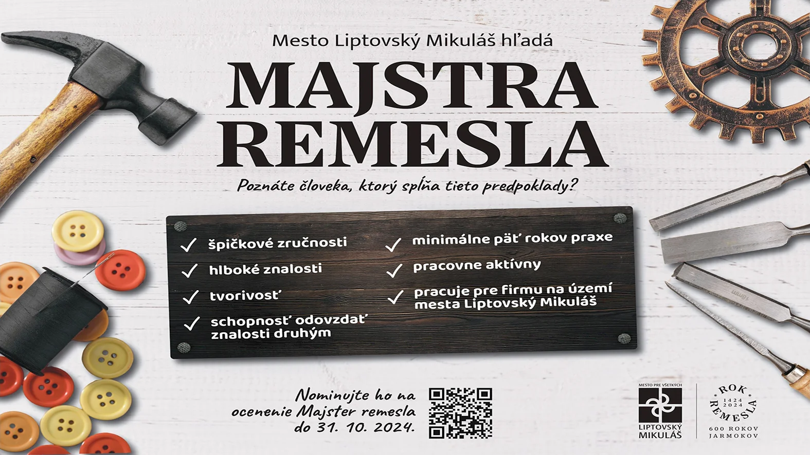 Mesto hľadá šikovných Majstrov remesla