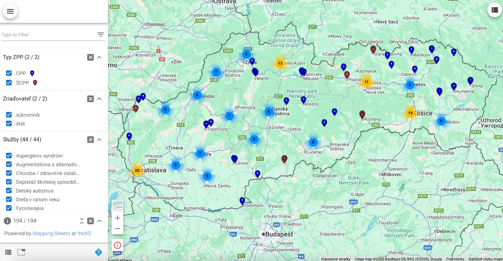 Interaktívna mapa aj databáza zariadení poradenstva a prevencie