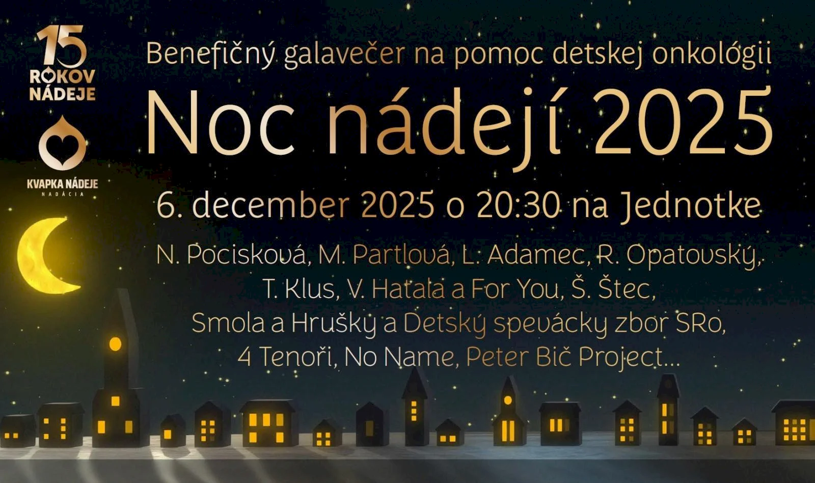 Sledujte už túto sobotu 16. ročník benefičného podujatia Noc nádejí