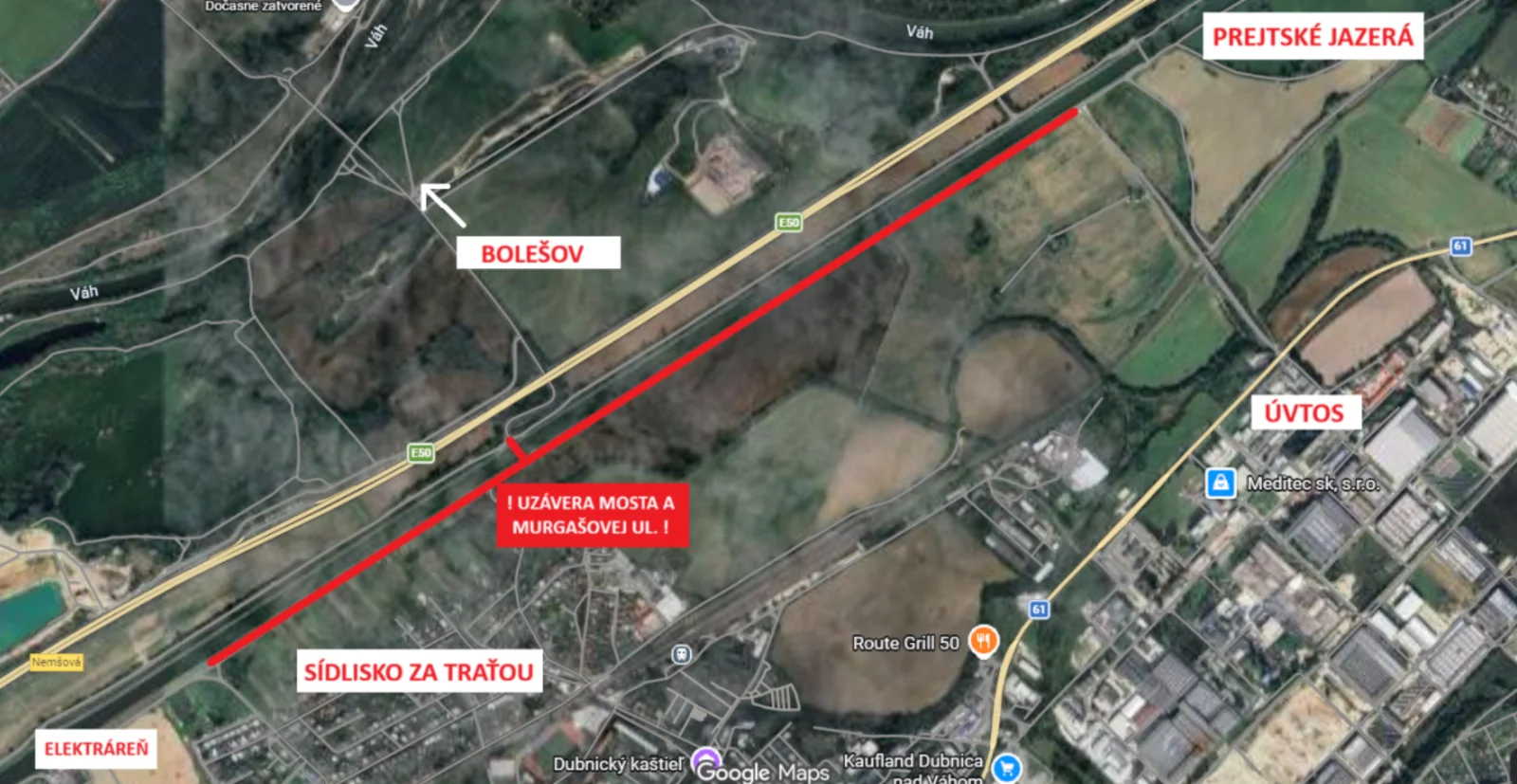 Zhotoviteľ cyklotrasy uzatvorí nielen most, ale aj komunikáciu popri Vážskom kanáli