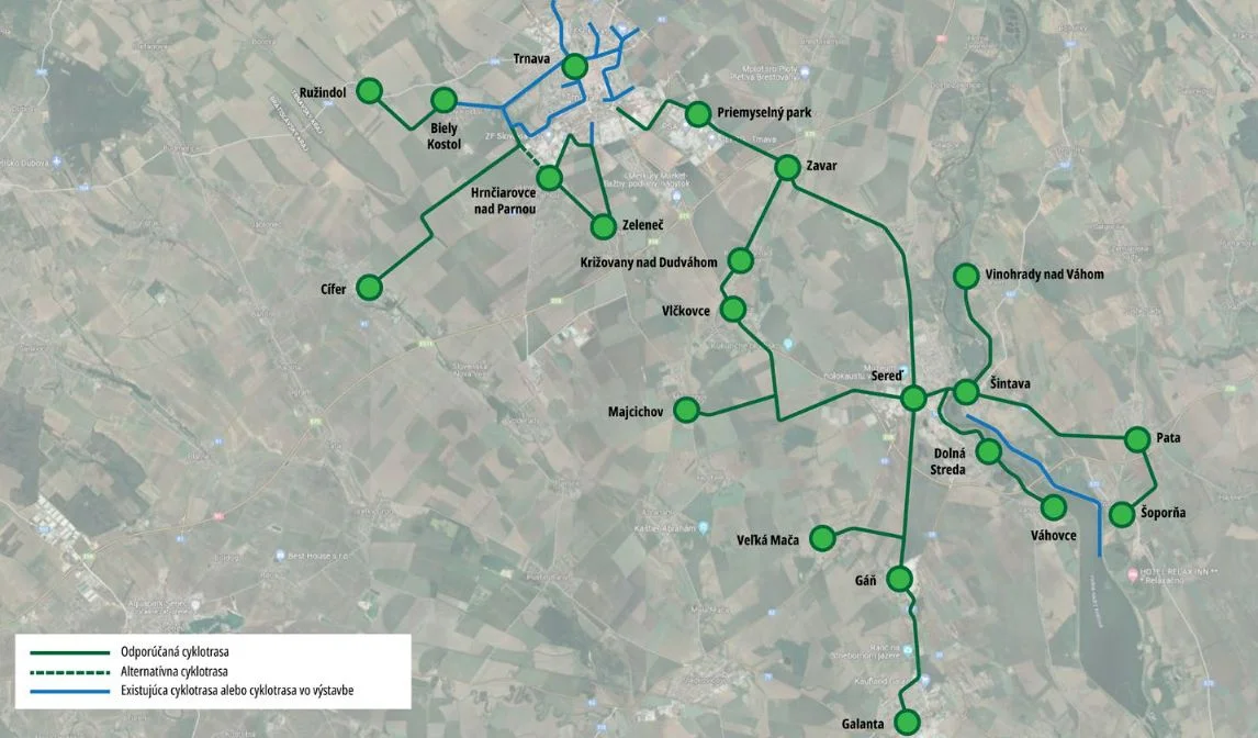 Cyklotrasa medzi Trnavou a Hrnčiarovcami bude pokračovať, Trnavská župa súťaží projektanta