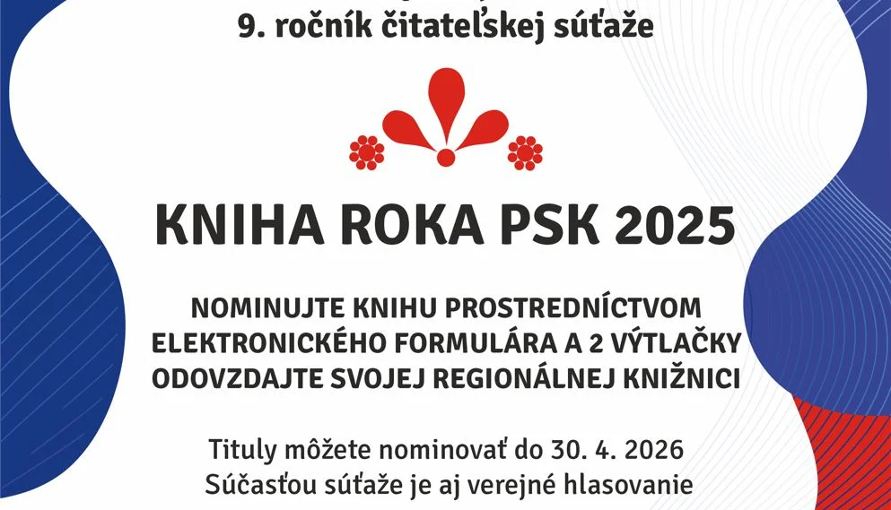 Verejnosť môže nominovať svojho favorita na Knihu roka PSK 2025