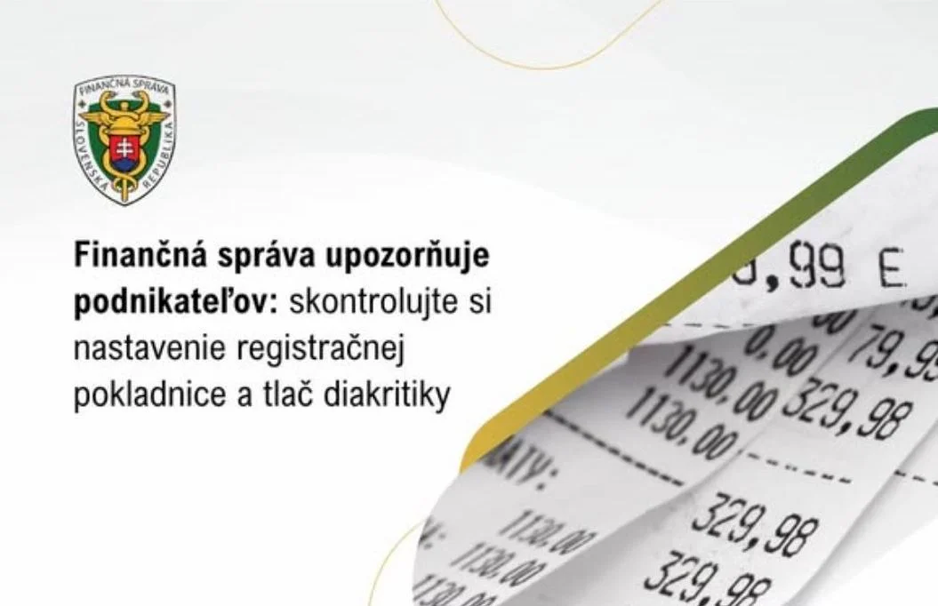 Finančná správa upozorňuje podnikateľov: Skontrolujte si nastavenie registračnej pokladnice a tlač diakritiky