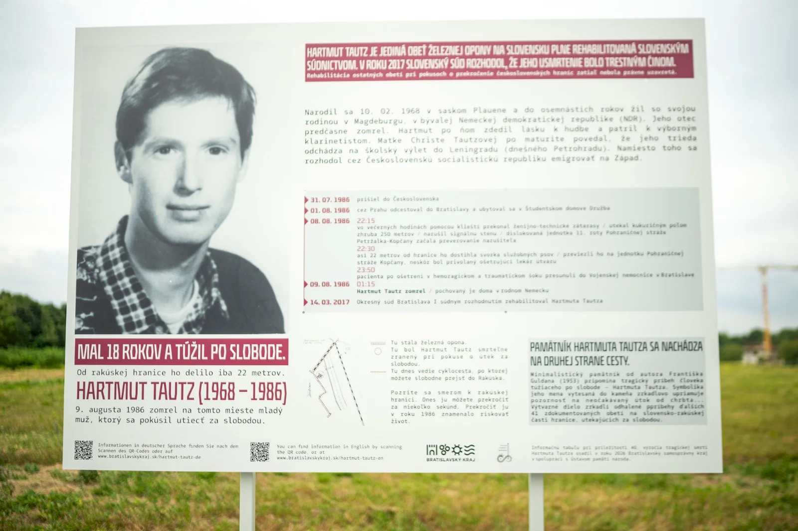 BSK: Hartmutovi Tautzovi chýbalo k slobode 22 metrov. Štyridsať rokov od smrti pripomínajú nové pamätné tabule